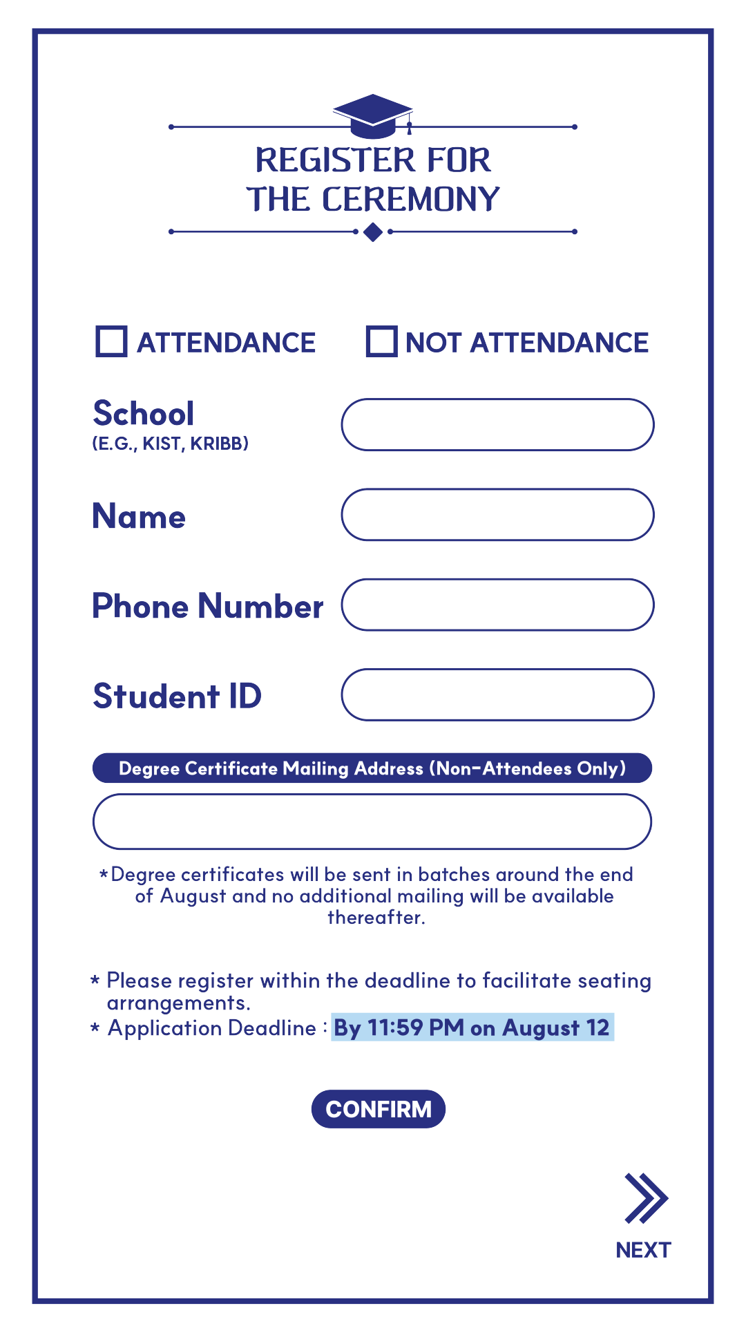 Degree certificate mailing address